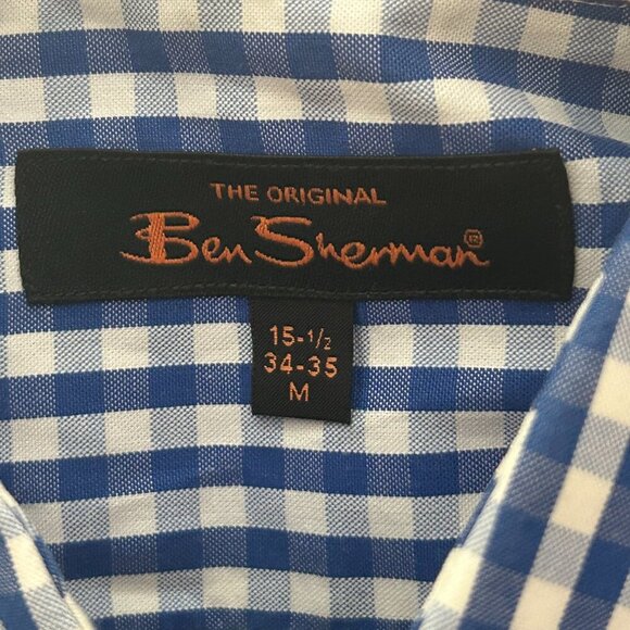 Ben Sherman Signature Long Sleeve Blue Gingham Shirt Size Medium - Picture 4 of 10